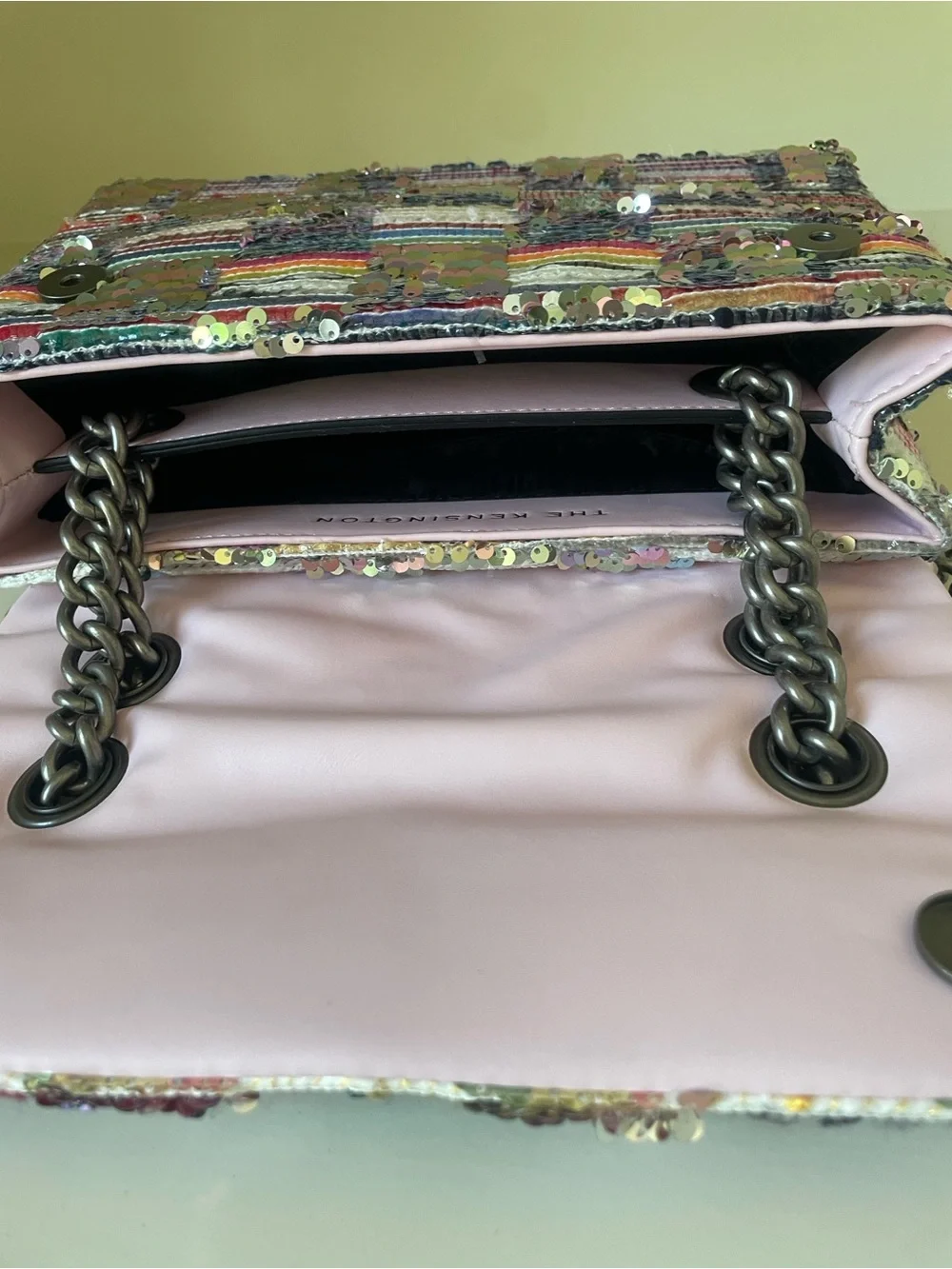 Kurt Geiger Multicolor Sequin Shoulder Bag with Pink Strap
